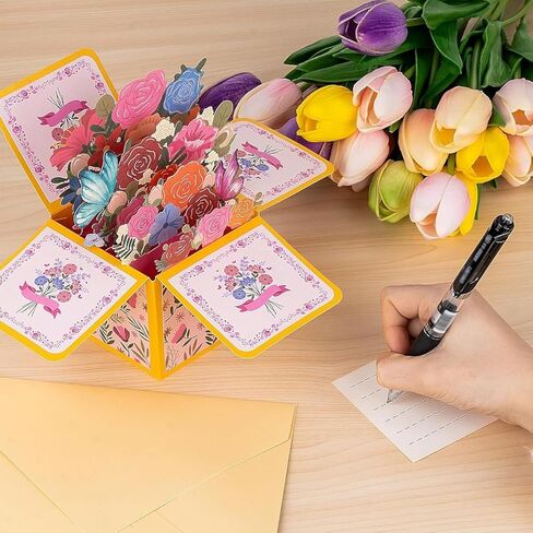 3D Flower Pop-Up Greeting Card for Mother's Day Teacher Appreciation Birthdays Anniversaries Wife Grandmother Pink Birthday Card in Saudi Arabia