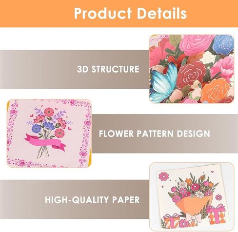 3D Flower Pop-Up Greeting Card for Mother's Day Teacher Appreciation Birthdays Anniversaries Wife Grandmother Pink Birthday Card in Saudi Arabia