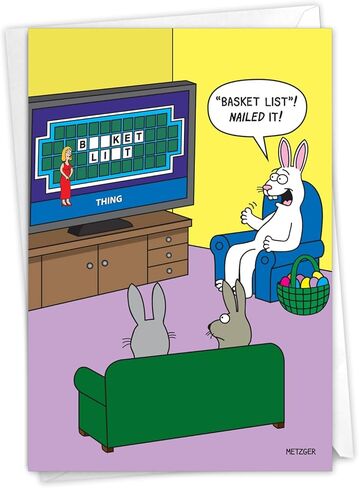 NobleWorks - 1 Funny Easter Card with Envelope - Humor Notecard for Easter (1 Card) - Bunny Selfies C2750EAG in Saudi Arabia