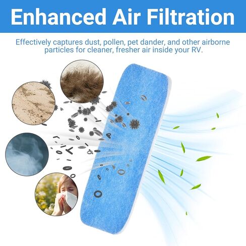 10 Pack RV AC Filters – MERV 6 Replacement for Air Conditioner Vent (12.875" x 5.5") – Polyester Cotton, Blue & White Design in Kuwait