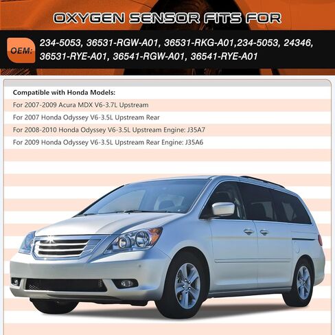 234-5053 Air Fuel Ratio Upstream O2 Oxygen Sensor Fit for Acura 2007-2009 MDX 3.7L Honda 2007-2010 Odyssey 3.5L V6 Replace 36531-RGW-A01 36531-RKG-A01 36531-RYE-A01 in Kuwait