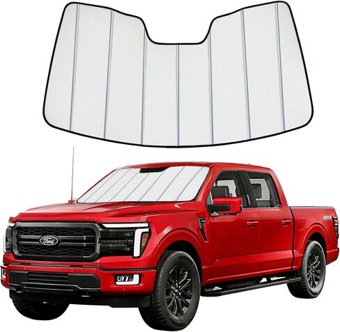 Windshield Sun Shade for Ford F150 2021-2025,Premium Folding Windshield Sun Shade for Ford F-150, Window Sunshade Sun Visor Protector Blocks UV Rays in Kuwait