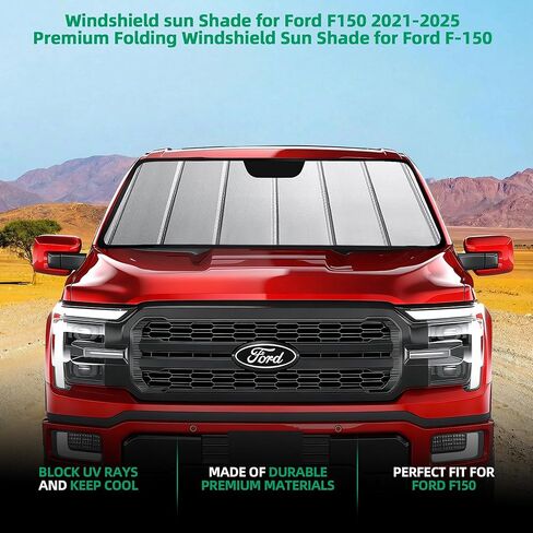 Windshield Sun Shade for Ford F150 2021-2025,Premium Folding Windshield Sun Shade for Ford F-150, Window Sunshade Sun Visor Protector Blocks UV Rays in Kuwait