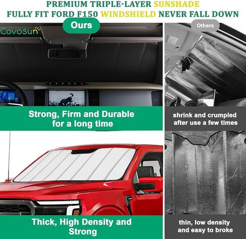 Windshield Sun Shade for Ford F150 2021-2025,Premium Folding Windshield Sun Shade for Ford F-150, Window Sunshade Sun Visor Protector Blocks UV Rays in Kuwait