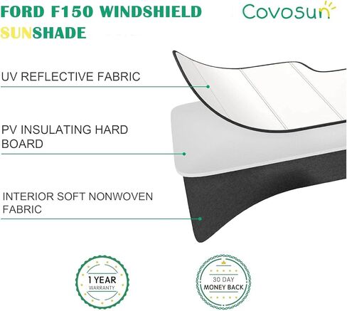 Windshield Sun Shade for Ford F150 2021-2025,Premium Folding Windshield Sun Shade for Ford F-150, Window Sunshade Sun Visor Protector Blocks UV Rays in Kuwait