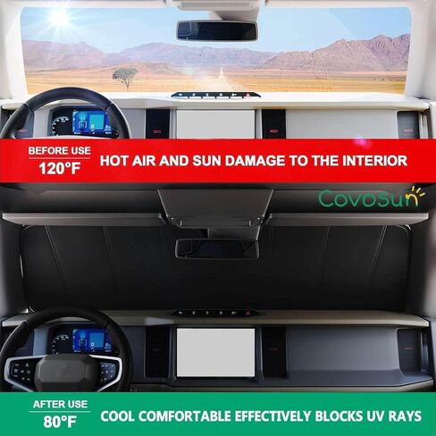 Windshield Sun Shade for Ford F150 2021-2025,Premium Folding Windshield Sun Shade for Ford F-150, Window Sunshade Sun Visor Protector Blocks UV Rays in Kuwait