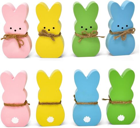 Gift Boutique 4 Easter Bunny Peeps Table Decorations Centerpieces Wooden Spring Shaped Peep Bunnies Rabbit Tiered Tray & Table Top Sign Decor for Mantle Home Wood Rustic Farmhouse Party Supplies in Saudi Arabia