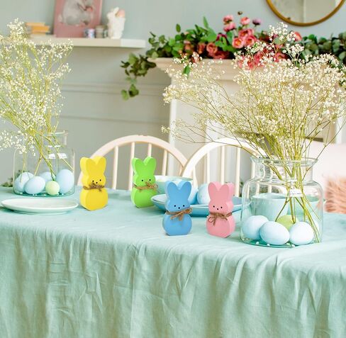 Gift Boutique 4 Easter Bunny Peeps Table Decorations Centerpieces Wooden Spring Shaped Peep Bunnies Rabbit Tiered Tray & Table Top Sign Decor for Mantle Home Wood Rustic Farmhouse Party Supplies in Saudi Arabia