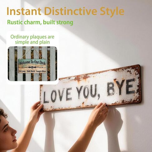 علامة Love You Bye - ديكور حائط معدني عتيق مقاس 16 × 4 بوصة، علامة Love You Bye فوق الباب لمدخل المدخل، علامة معدنية ريفية كهدية للترحيب بالمنزل الجديد in Kuwait