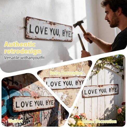 علامة Love You Bye - ديكور حائط معدني عتيق مقاس 16 × 4 بوصة، علامة Love You Bye فوق الباب لمدخل المدخل، علامة معدنية ريفية كهدية للترحيب بالمنزل الجديد in Kuwait