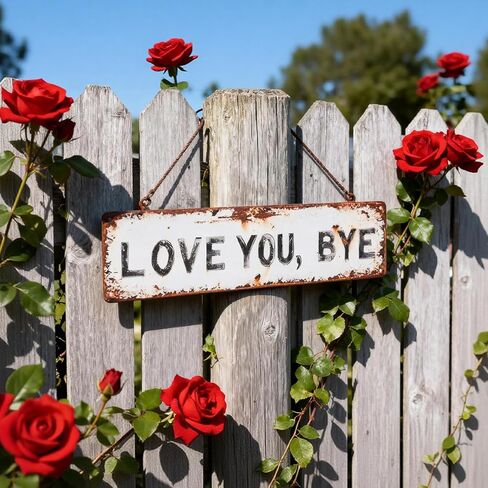 علامة Love You Bye - ديكور حائط معدني عتيق مقاس 16 × 4 بوصة، علامة Love You Bye فوق الباب لمدخل المدخل، علامة معدنية ريفية كهدية للترحيب بالمنزل الجديد in Kuwait