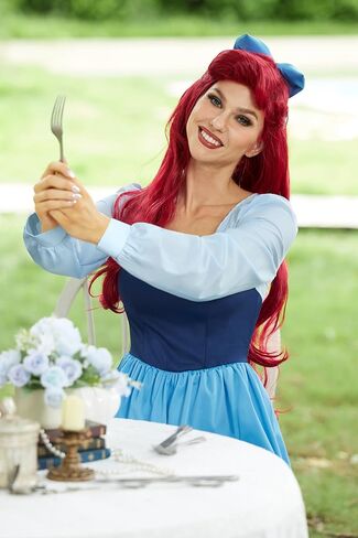 Women's Halloween Airel Costume Princess Cosplay Mermaid Party Maxi Blue Dress with Bow XS in Kuwait