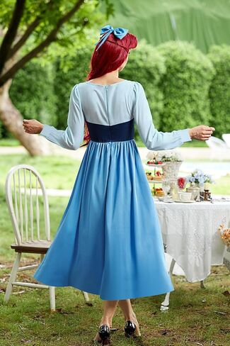 Women's Halloween Airel Costume Princess Cosplay Mermaid Party Maxi Blue Dress with Bow XS in Kuwait