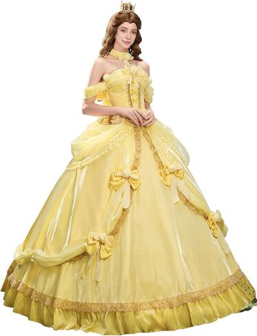 miccostumes Women's Costume Princess Cosplay Ball Gown Yellow Dress with Choker and Bow in Saudi Arabia