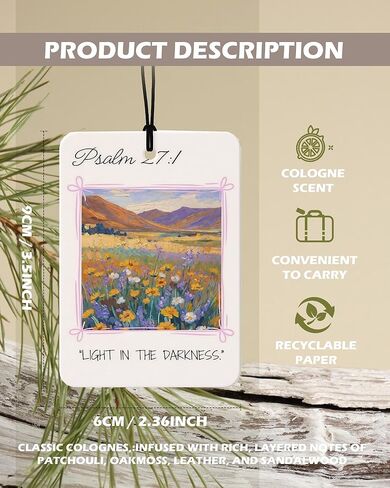 معطر هواء للسيارة برائحة الحمضيات المسيحية 4 قطع، معطر هواء معلق ديني زهري ملون للسيارات والكتب والديكور، هدايا إكسسوارات مسيحية للنساء والرجال in Kuwait