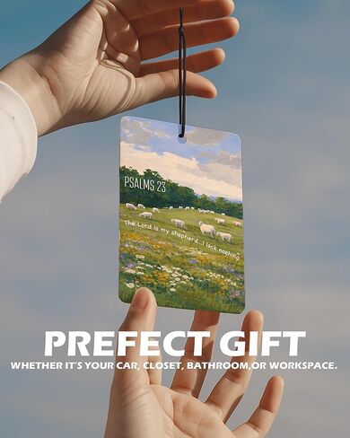 معطر هواء للسيارة برائحة الحمضيات المسيحية 4 قطع، معطر هواء معلق ديني زهري ملون للسيارات والكتب والديكور، هدايا إكسسوارات مسيحية للنساء والرجال in Kuwait