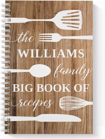 Gotcha Covered Notebooks Big Book of Recipes Personalized 8.5" x 11" Recipe Notebook, Durable Gloss Laminated Softcover, 120 Recipe Pages, White Wire-o spiral. Made in the USA. in Saudi Arabia