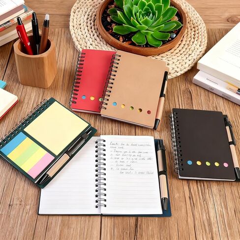 50 Pack Spiral Pocket Notebook with Pen, 4.2x5.25 Inch Lined Journals Bulk Small Notebooks and Pen Set, Spiral Notepad Sticky Notes for Business Office School, 5 Colors, 60 Sheets/120 Pages in Kuwait