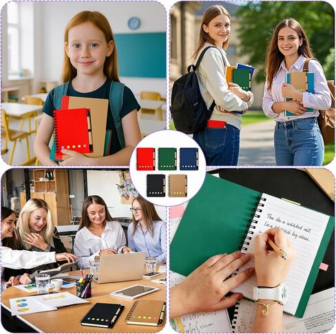 50 Pack Spiral Pocket Notebook with Pen, 4.2x5.25 Inch Lined Journals Bulk Small Notebooks and Pen Set, Spiral Notepad Sticky Notes for Business Office School, 5 Colors, 60 Sheets/120 Pages in Kuwait