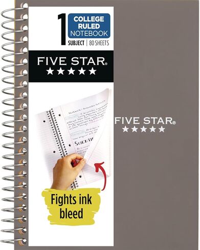 Five Star Wirebound Notebook, 1-Subject, Medium/College Rule, 80 Sheets 19x13.9 cm (7.5x5.5") Assorted Cover Color in Saudi Arabia