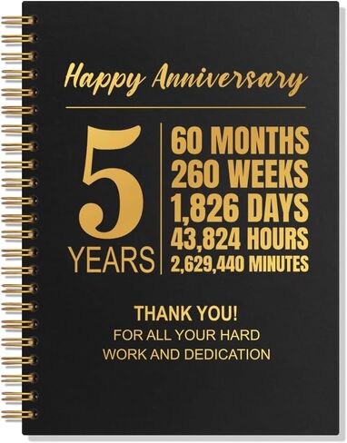 Happy Anniversary 5 Years 80 Sheets 160 Pages Funny Spiral Notebook, 5 Years Of Service Notebook for Staff, 5th Work Anniversary Journal Gifts for Employee, Employee Appreciation Gifts in Saudi Arabia