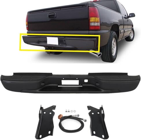 Rear Step Bumper Assembly Compatible with Silverado 2500 HD 2001-2006 Steel Chrome in Kuwait
