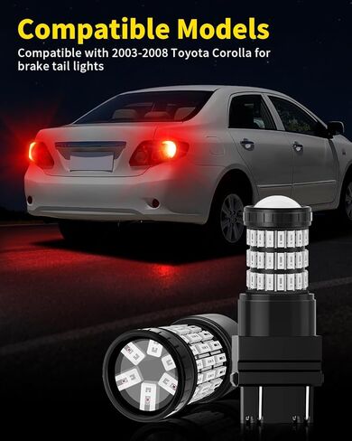 Brilliant Red 3157 4157 3057 4057 LED Bulbs Compatible with 2003 2004 2005 2006 2007 2008 Toyota Corolla Brake Tail Lights, Pack of 2 in Saudi Arabia