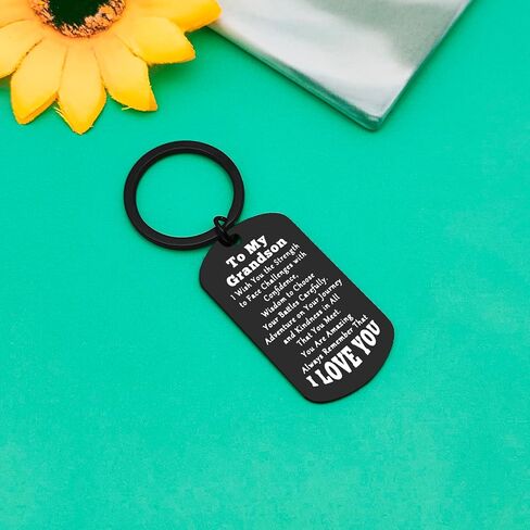 Inspirational Keyring Gift for Grandson To My Grandson Keychain Grandson Gifts from Grandma Grandpa Jewelry First Day of School Gifts for Grandson Thanksgiving Christmas Birthday Present for Men in Saudi Arabia