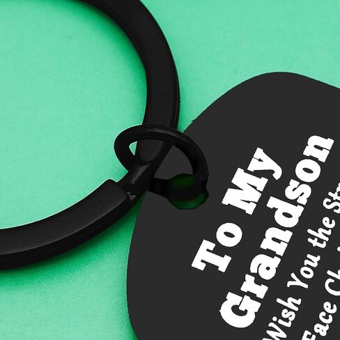 Inspirational Keyring Gift for Grandson To My Grandson Keychain Grandson Gifts from Grandma Grandpa Jewelry First Day of School Gifts for Grandson Thanksgiving Christmas Birthday Present for Men in Saudi Arabia