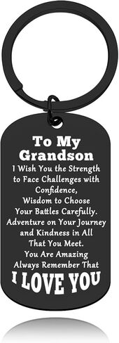 Inspirational Keyring Gift for Grandson To My Grandson Keychain Grandson Gifts from Grandma Grandpa Jewelry First Day of School Gifts for Grandson Thanksgiving Christmas Birthday Present for Men in Saudi Arabia