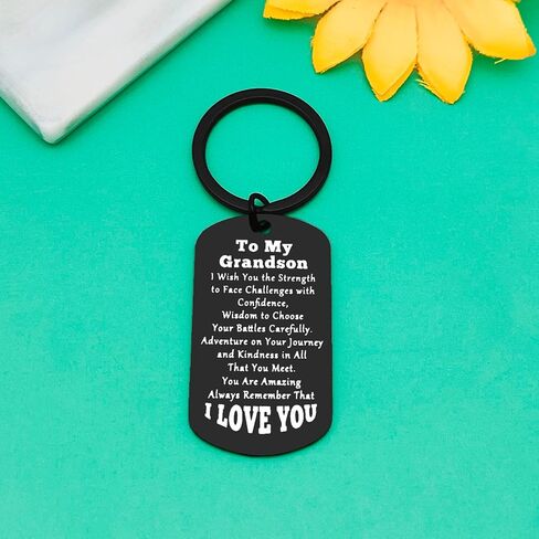 Inspirational Keyring Gift for Grandson To My Grandson Keychain Grandson Gifts from Grandma Grandpa Jewelry First Day of School Gifts for Grandson Thanksgiving Christmas Birthday Present for Men in Saudi Arabia