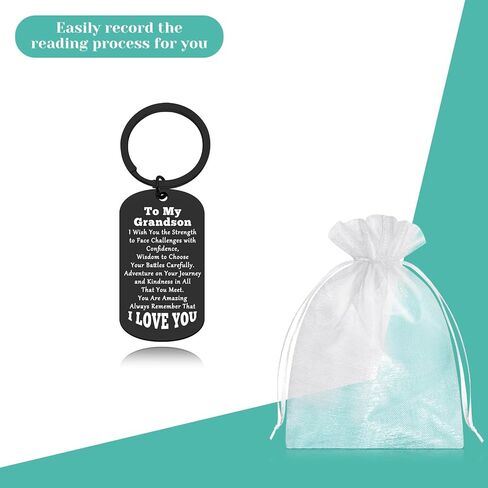 Inspirational Keyring Gift for Grandson To My Grandson Keychain Grandson Gifts from Grandma Grandpa Jewelry First Day of School Gifts for Grandson Thanksgiving Christmas Birthday Present for Men in Saudi Arabia
