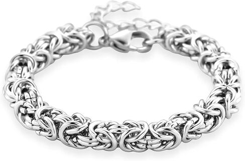 Shop LC Byzantine Chain Bracelet in Stainless Steel 7.0-8.5In in Saudi Arabia