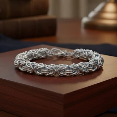 Shop LC Byzantine Chain Bracelet in Stainless Steel 7.0-8.5In in Saudi Arabia