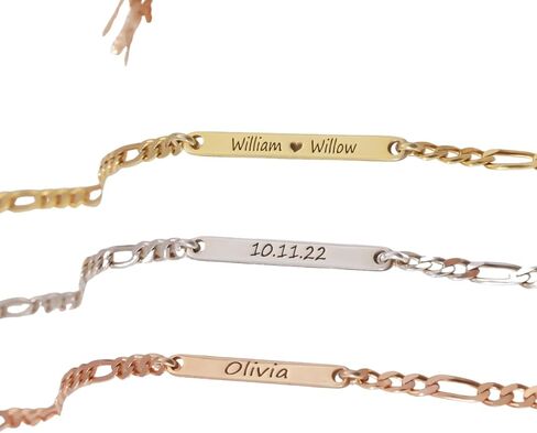 Custom Link Chain Bracelet – Personalized Engraved Name Bracelet for Men & Women – Adjustable Stainless Steel or Gold Chain Jewelry Gift for Birthday in Saudi Arabia