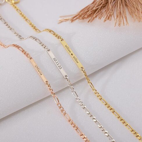 Custom Link Chain Bracelet – Personalized Engraved Name Bracelet for Men & Women – Adjustable Stainless Steel or Gold Chain Jewelry Gift for Birthday in Saudi Arabia