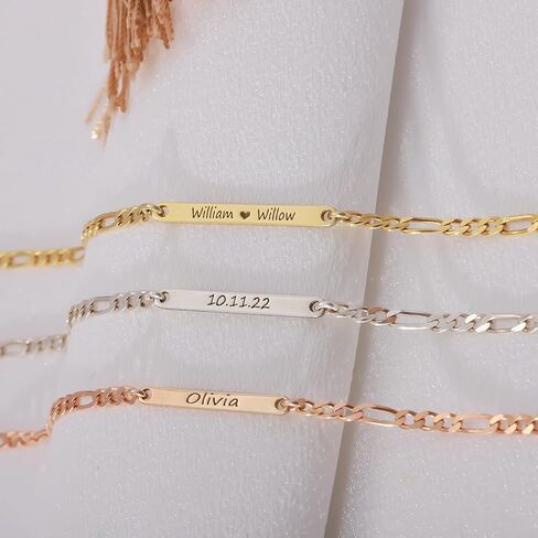 Custom Link Chain Bracelet – Personalized Engraved Name Bracelet for Men & Women – Adjustable Stainless Steel or Gold Chain Jewelry Gift for Birthday in Saudi Arabia