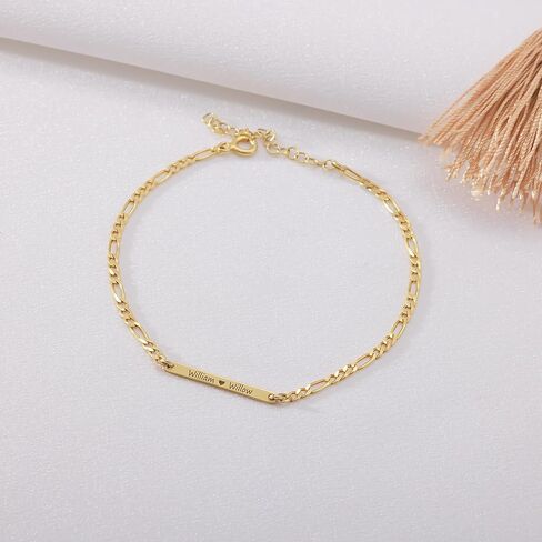 Custom Link Chain Bracelet – Personalized Engraved Name Bracelet for Men & Women – Adjustable Stainless Steel or Gold Chain Jewelry Gift for Birthday in Saudi Arabia