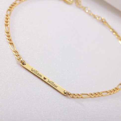 Custom Link Chain Bracelet – Personalized Engraved Name Bracelet for Men & Women – Adjustable Stainless Steel or Gold Chain Jewelry Gift for Birthday in Saudi Arabia