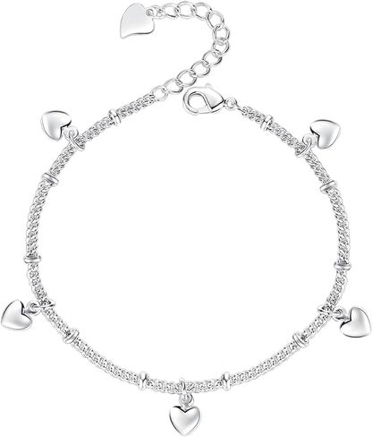 Silver Heart Bracelet Silver Bracelets for Women Love Heart Bracelets Minimalist Jewelry Gifts Fashion Jewelry in Saudi Arabia