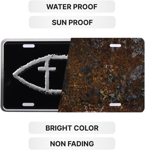 Deluxe License Plate | Universal Inspirational Car License Plate-Auto Tag Rust-Proof, Weather-Proof | Durable, Heavy Gauge Embossed Aluminum Enamel Finish Made in The USA (Jesus Fish Cross) in Saudi Arabia