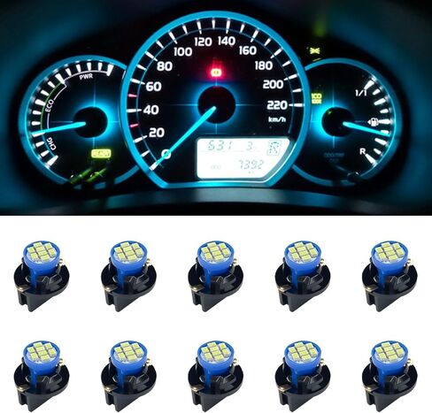 10PCS T10 194 168 Dash Lights for Car Interior, Car LED Instrument Light Bulbs with Twist Lock Socket, Panel Gauge Cluster Dashboard Light Bulbs Replacement for Map Dome Lights(Ice Blue) in Kuwait