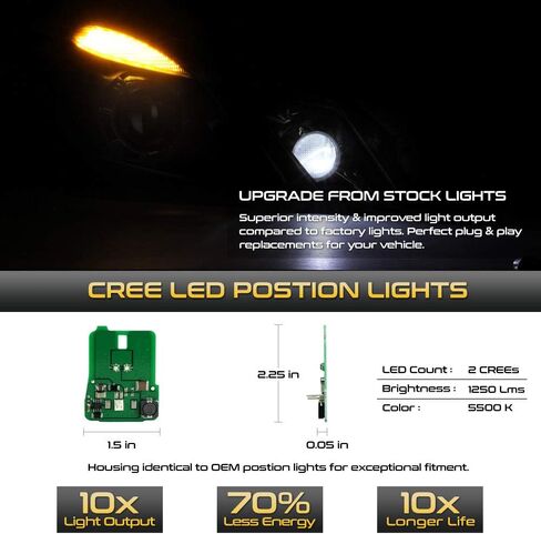 VIPMOTOZ Supreme Star LED Position Light Chip Lamp Replacement Set For 2010-2013 Mercedes-Benz W212 E-Class AMG Xenon HID Headlight Headlamp, 6000K Diamond White, 2-Pieces in Saudi Arabia