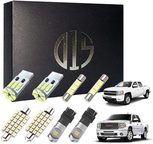 LED Interior Light Kit for Chevy Silverado GMC Sierra 1999-2014 6000k White Map Dome Visor Cargo License Plate Reverse Light Bulbs (16 Pieces) in Kuwait