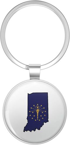 Indiana State Outline with Flag Metal Double Sided Key Chain Keychain in Saudi Arabia