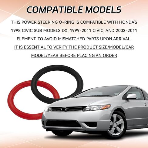 2PCS Power Steering Pump O-Ring Seals, Inlet & Outlet Rubber O Rings Replacement for Honda Civic Accord CR-V Pilot Oadyssey Ridgeline & Acura MDX RDX TL RSX, OEM #91370-SV4-000#91345-RDA-A01 in Kuwait