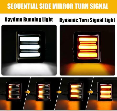 LED F250 Side Mirror Lights assembly Switchback Sequential Turn Signal & DRL Running Lamp Compatible with 2008-2016 F250 F350 F450 F550 Super Duty accessories Smoked Lens in Kuwait