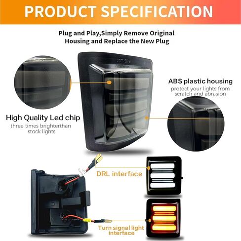 LED F250 Side Mirror Lights assembly Switchback Sequential Turn Signal & DRL Running Lamp Compatible with 2008-2016 F250 F350 F450 F550 Super Duty accessories Smoked Lens in Kuwait