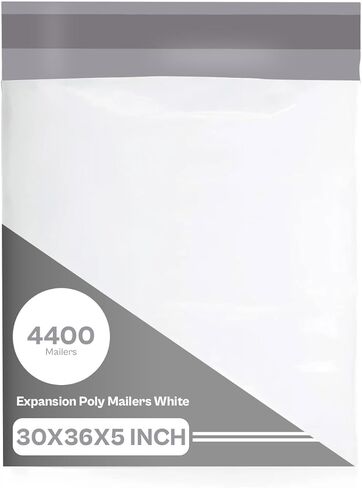PSBM 200 PCS 30 x 36 Inch White Expansion Poly Mailer, Self Seal Expandable Gusseted Shipping Envelope, Ideal for Packing and Shipping Cloths, Documents, Books, Gifts, Jewelry and More in Kuwait