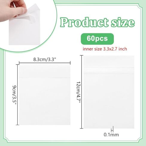 PH PandaHall 60Pcs Glassine Bags Self Seal Glassine Paper Envelopes, Self Adhesive Paper Bag Waxed Paper Storage Bag for Cookie Candy Soap Cards Snacks Food Treat Gift Favor,5.12x3.62inches in Saudi Arabia